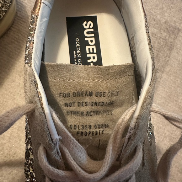 Golden Goose Superstar Platinum Glitter with Dove-Gray Suede Star (Size 38) - Picture 11 of 11